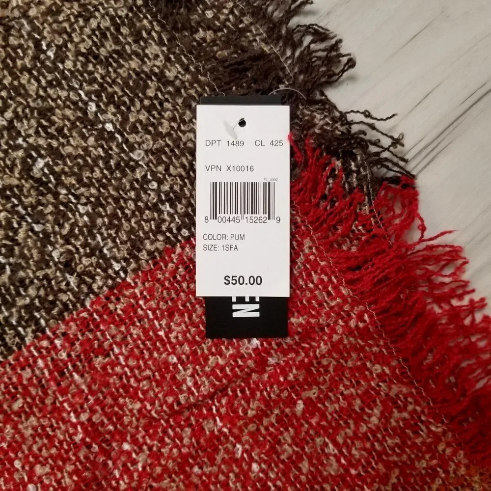 Steve Madden Large Boucle Beige Stripe Blanket Throw Shawl Scarf NEW NWT $50